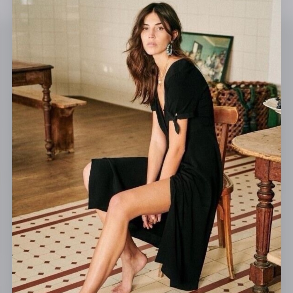 Sezane Black Chemise Vic Dress sz 40 (fits like M)